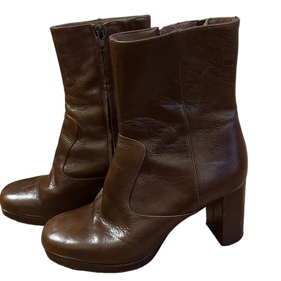 Ba&sh Chelbi Brown Leather Heeled Boots Size 37 - Picture 2 of 6